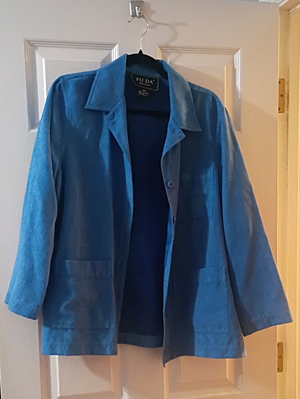 FU DA Blue Suede-Style Women's Blazer